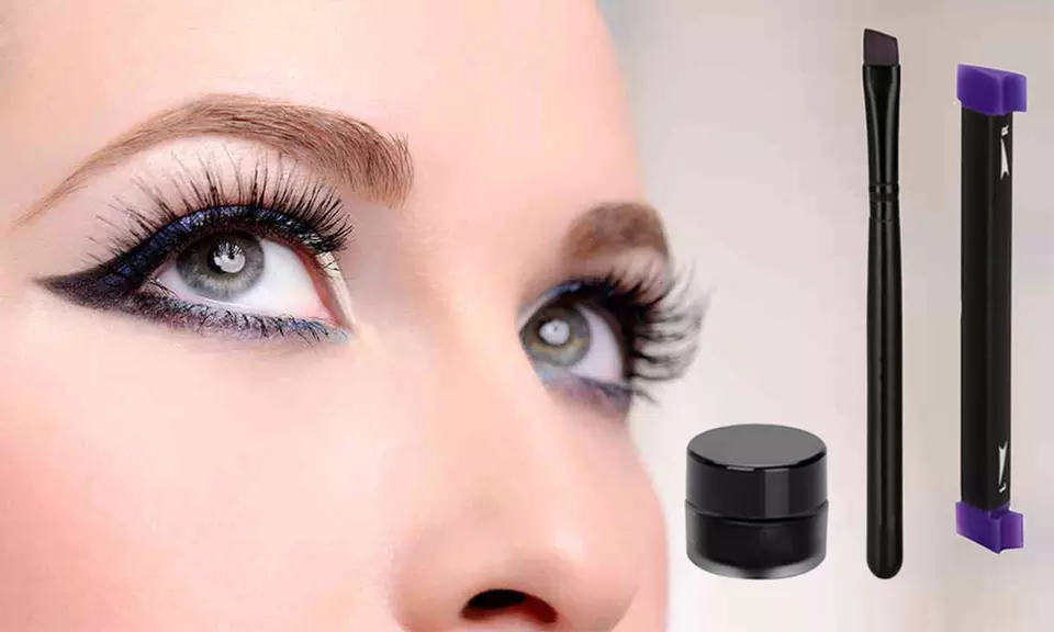 1x oder 2x flüssiger Eyeliner mit Pinsel und Stempel-Set für den perfekten Cat Eye Look - Primary Image