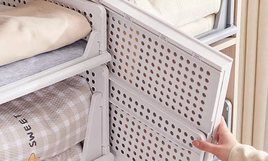 Image 14: Foldable Stackable Drawer Storage Basket 