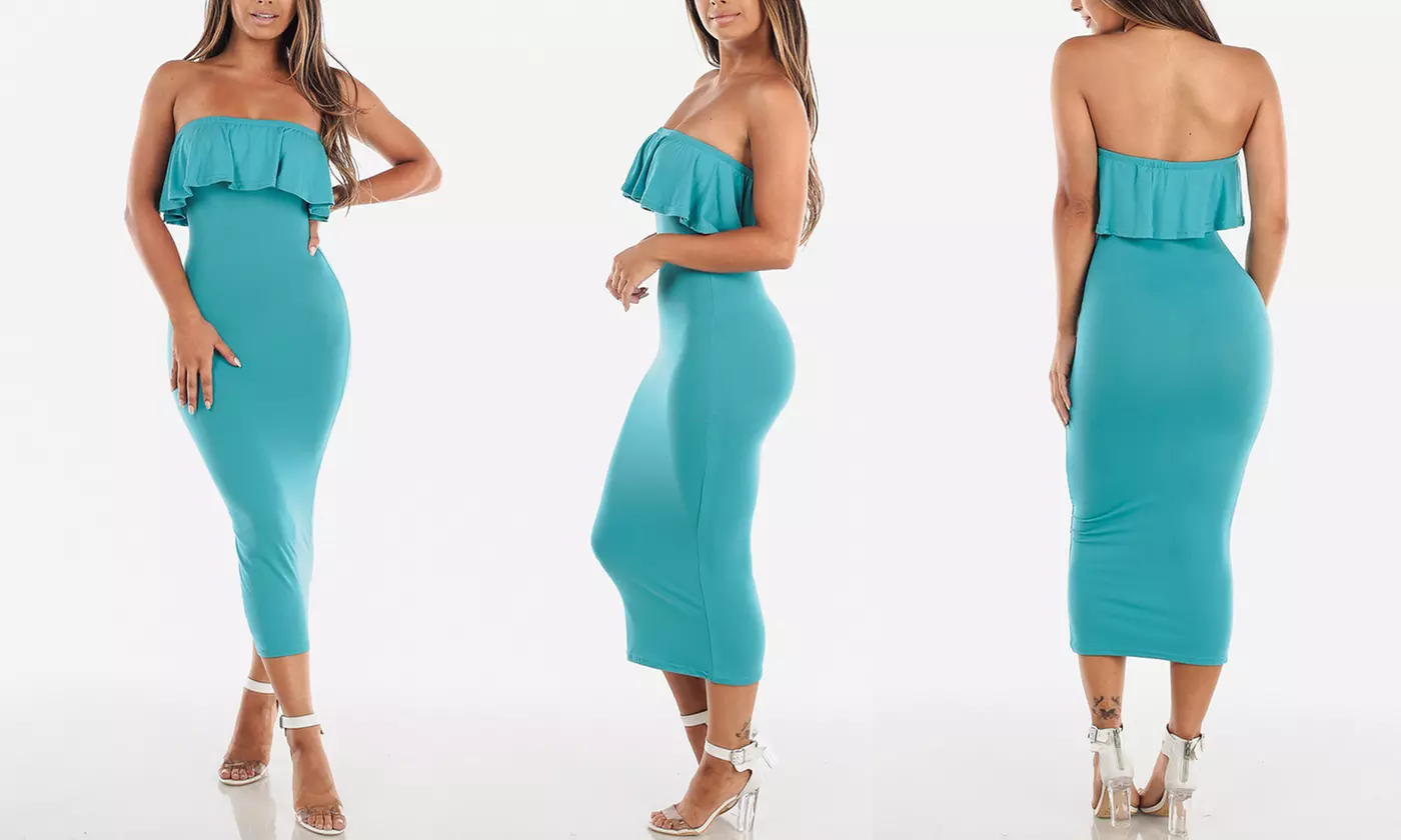Women's Strapless Midi Dress - Second Medium