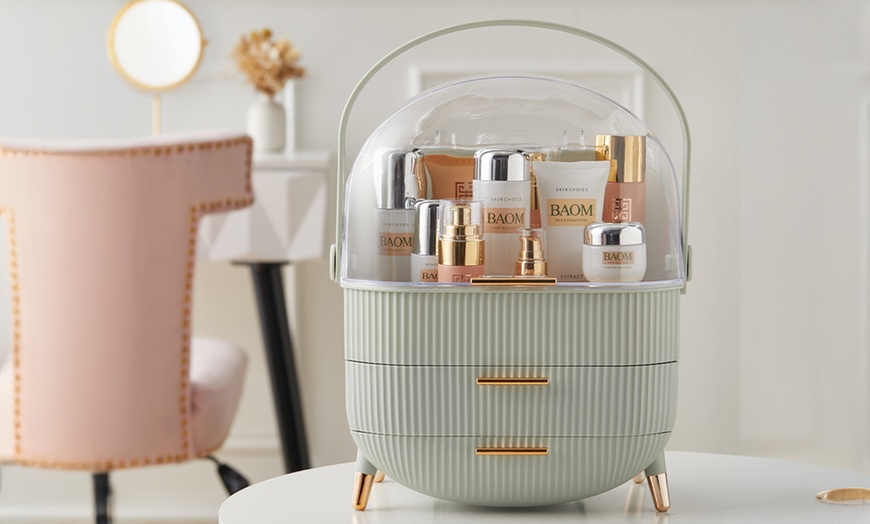 Image 1: Living And Home Limited Makeup Organiser with Flip-Top and 2 Drawers 