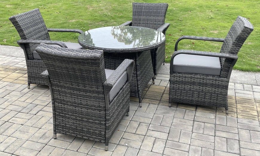 Image 2: Rattan Effect Garden Dining Set