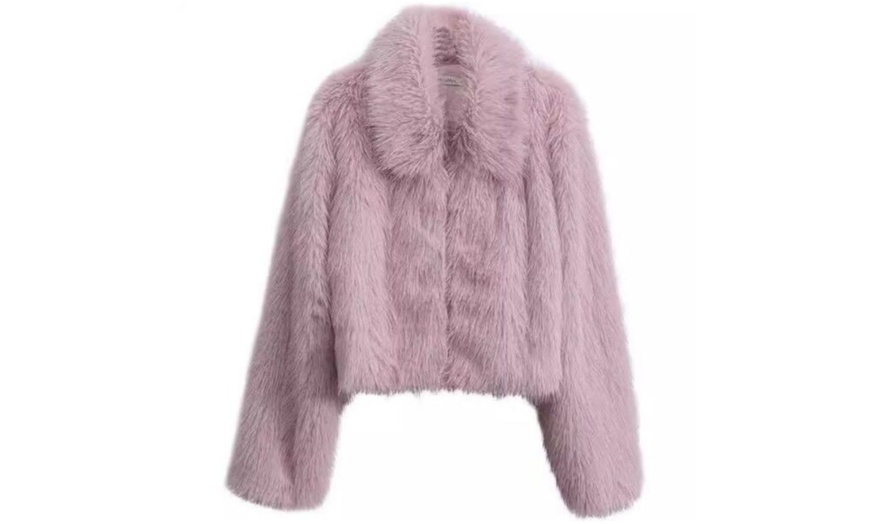 Image 5: Women's Warm Faux Fur Zipper Jacket