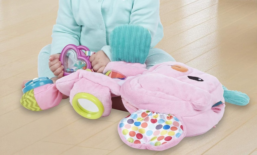 Image 3: Playskool Fold 'n Go Elephant Stuffed Animal Tummy Time Toy 
