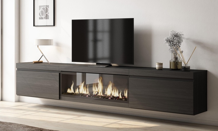 Image 1: Meuble TV suspendu avec grande capacité de rangement  
