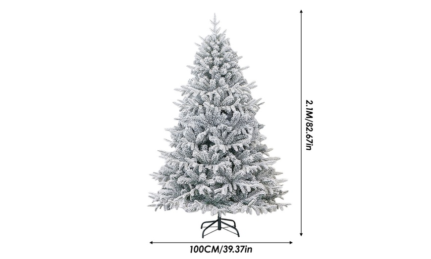 Image 6: Living And Home White Flocked Artificial Christmas Tree
