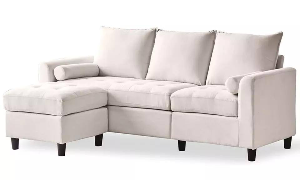 Canapé 3 places "Charles" en velours ou tissu avec pouf de Kocoon