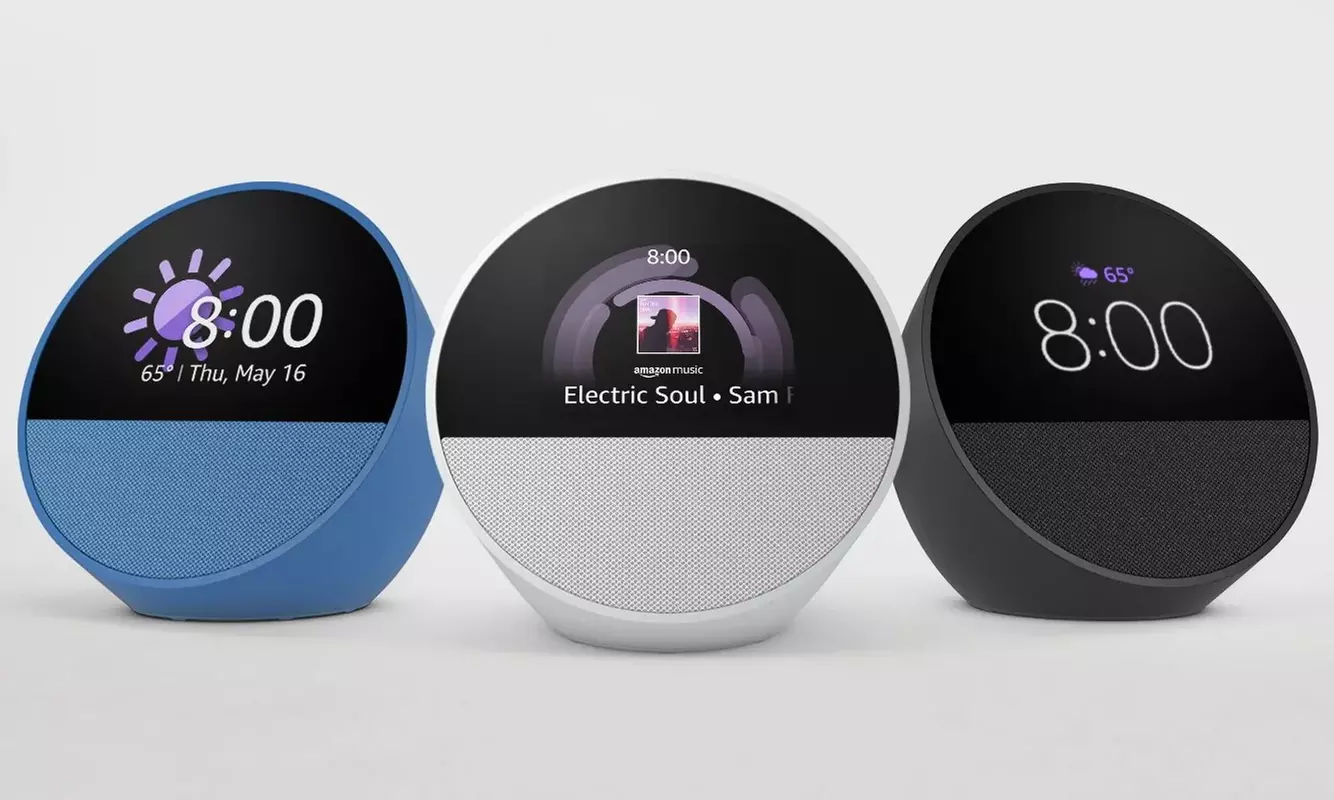 New Amazon Echo Spot (2024) Smart Clock - Customisable Display, Vibrant Sound, Alexa