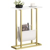 Image 2: HomCom Narrow Side Table, Chic White Marble-Effect Design