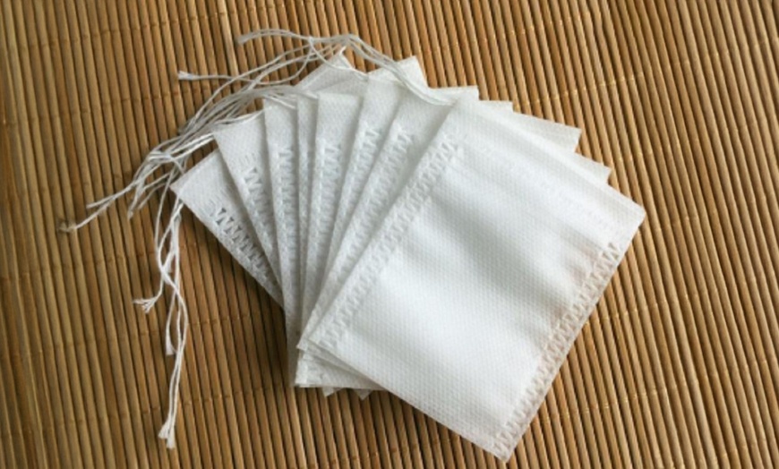 Image 1: 100 Pcs Non woven Disposable Filter Empty Teabags Herb Loose Tea Bag US