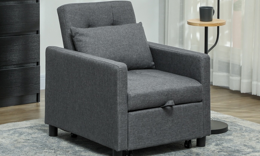 Image 6: HOMCOM 3-In-1 Chair Bed