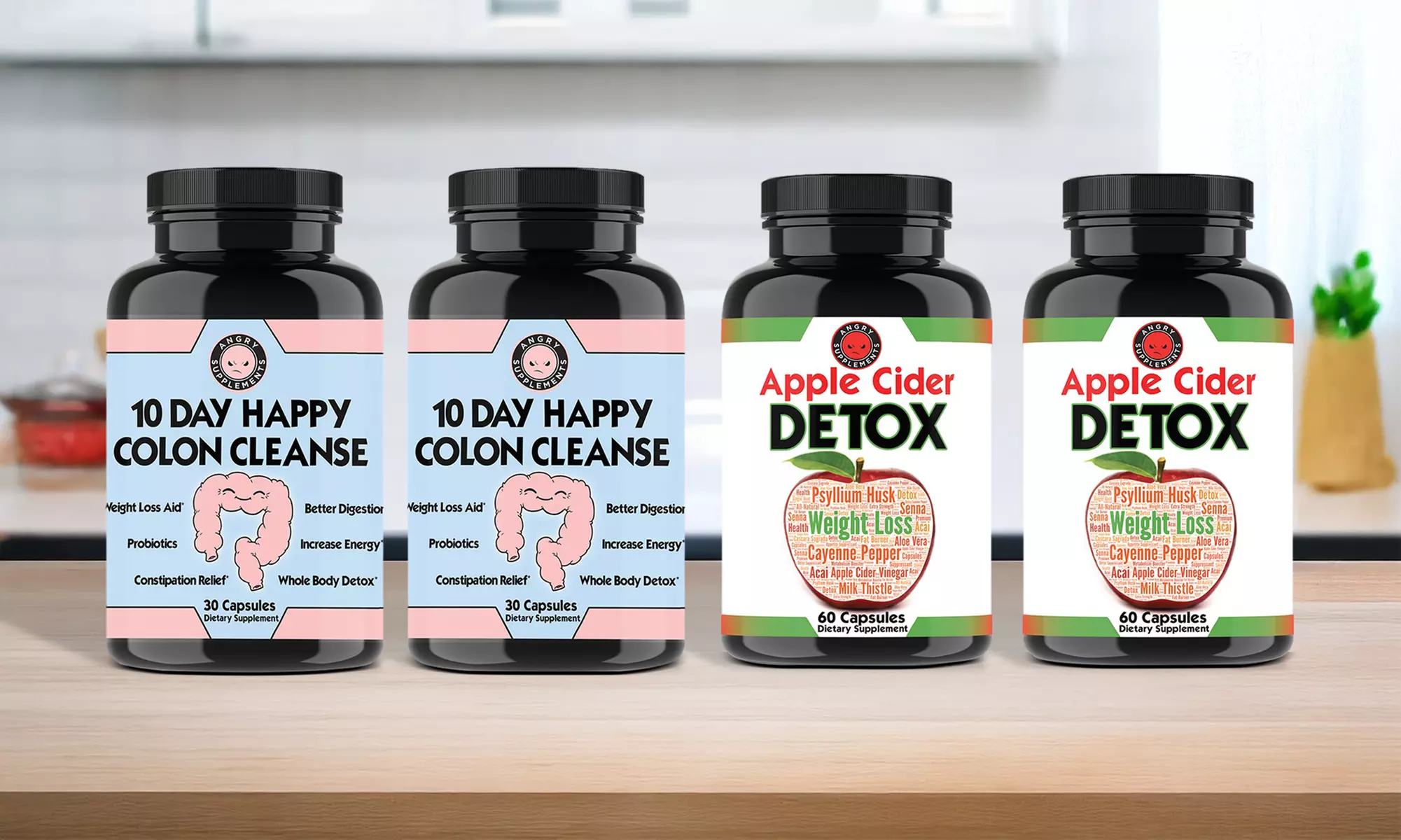 Apple Cider Detox, 10 Day Happy Colon Cleanse Weight Loss and Diet 4-Pack