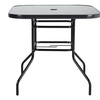 Image 2: Black Tempered Glass Coffee Table with Umbrella Hole 
