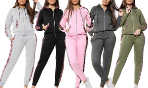 Women's Floral Side Panel Fleece Tracksuit