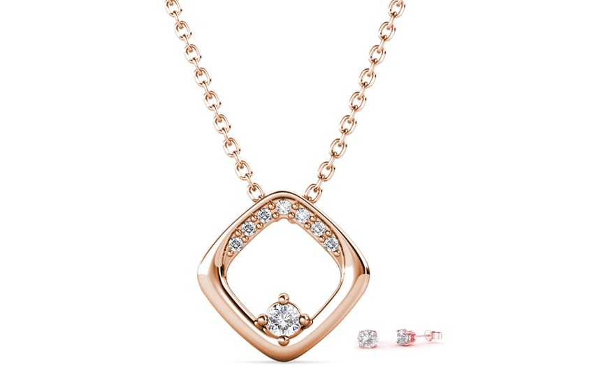 Image 3: Square Solitaire Pendant and Earrings Set 