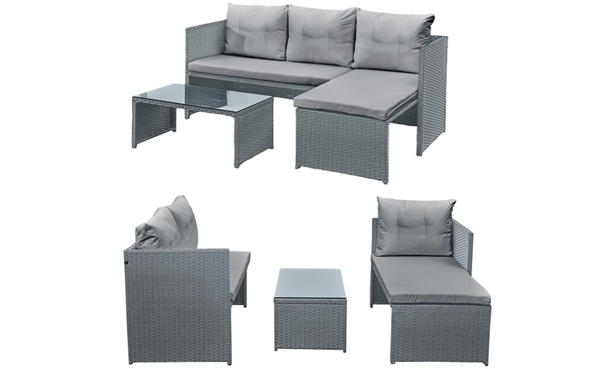 Image 5: Florence 3-Seater L-Shaped Garden Corner Sofa Set with Table