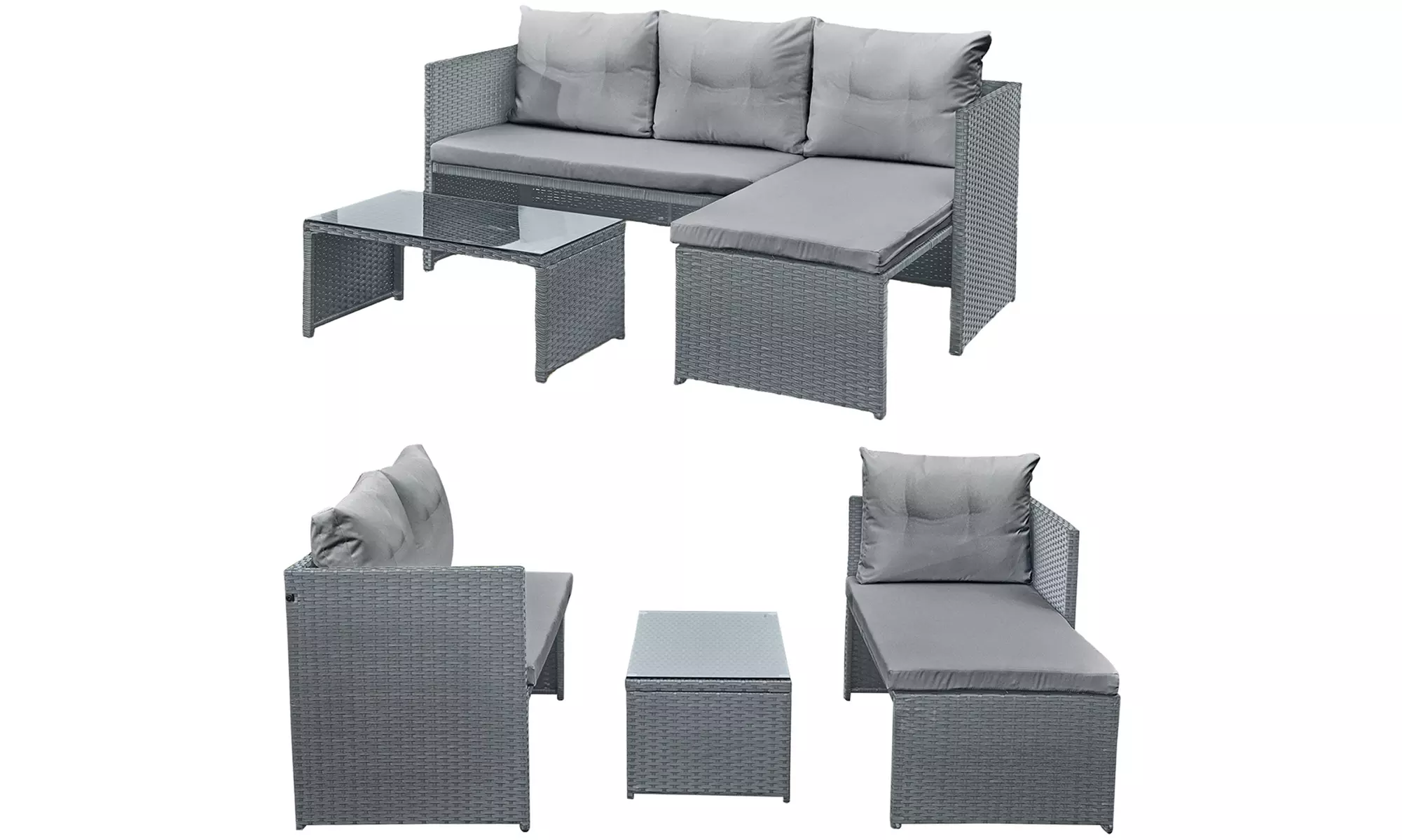 Florence 3-Seater L-Shaped Garden Corner Sofa Set with Table