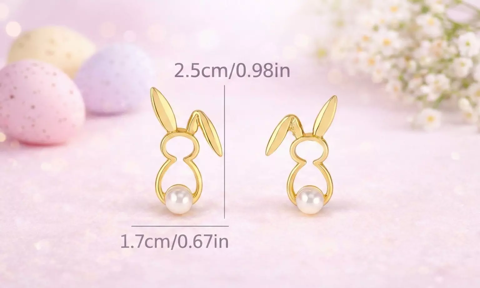 Gold-Tone Easter Bunny Pearl Stud Earrings