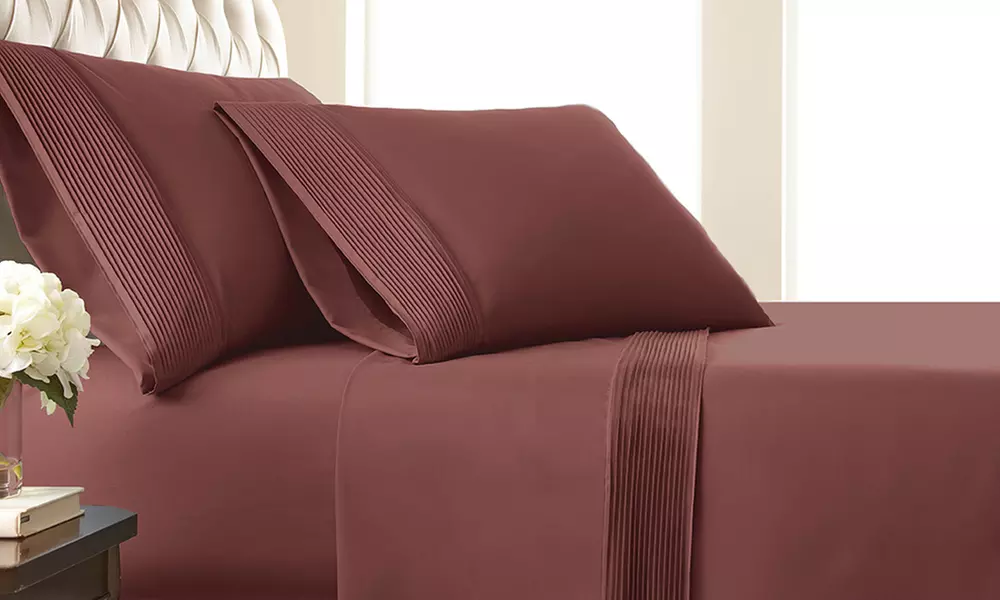 Premium Collection Double Brushed Extra Deep Pocket Pleated Sheet Set
