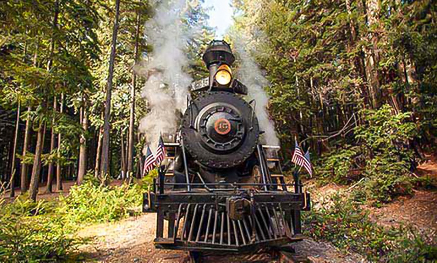 Image 1:  Scenic Redwood Train Ride for 1, 2, 4 with a Stop at Glen Blair Bar 