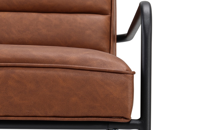 Image 4: Living And Home Tan Armchair with Metal Frame