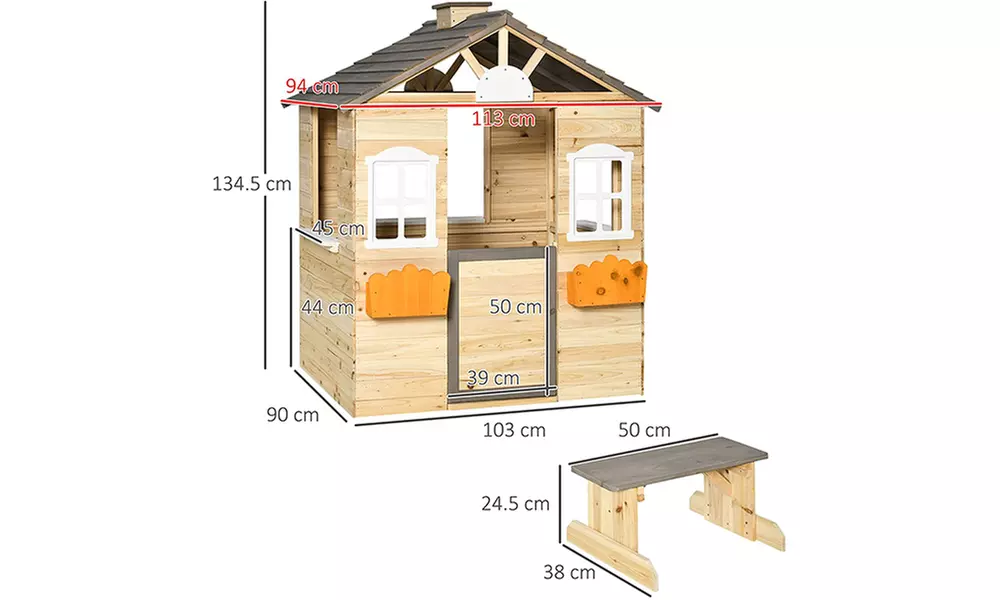Outsunny Wooden Playhouse for Kids
