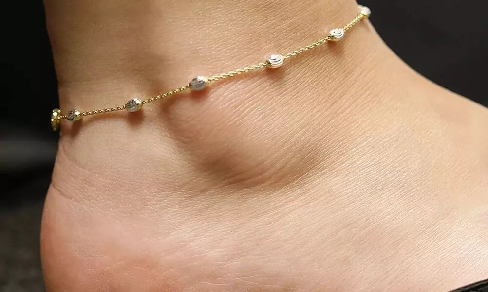  Italian Made 925 Sterling Silver Gold Anklet Chain Collection 9" and 10" Option