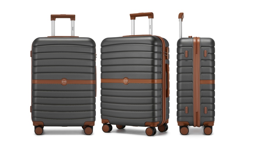Image 28: KONO Stylish Stripe Design Suitcase with Spinner Wheels