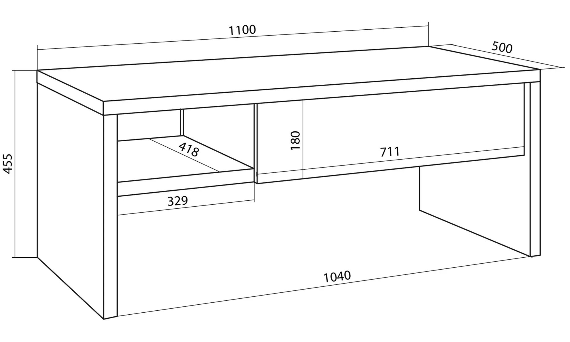 Coachtisch „Cozy“ mit Hebeplatte