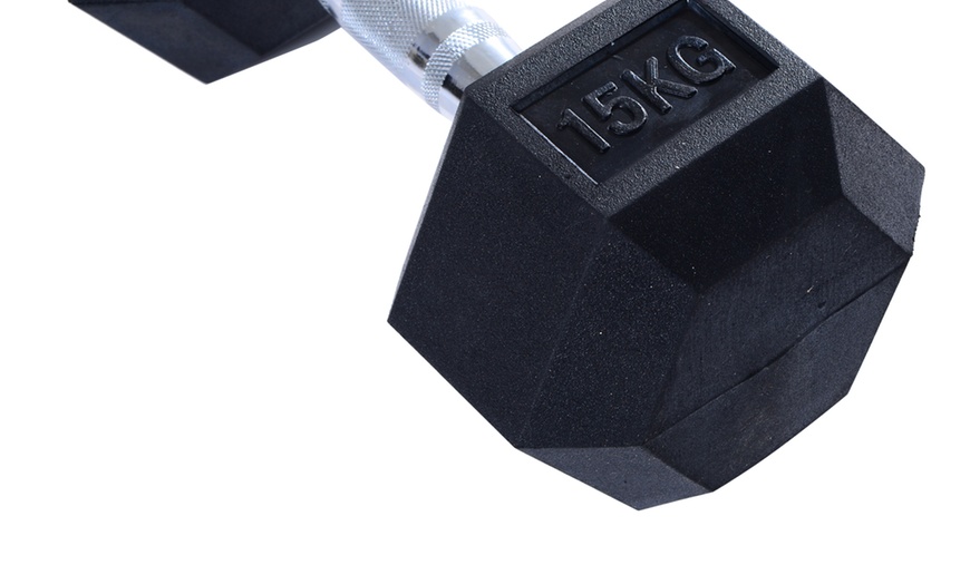 Image 36: Rubber Hexagonal Dumbbells