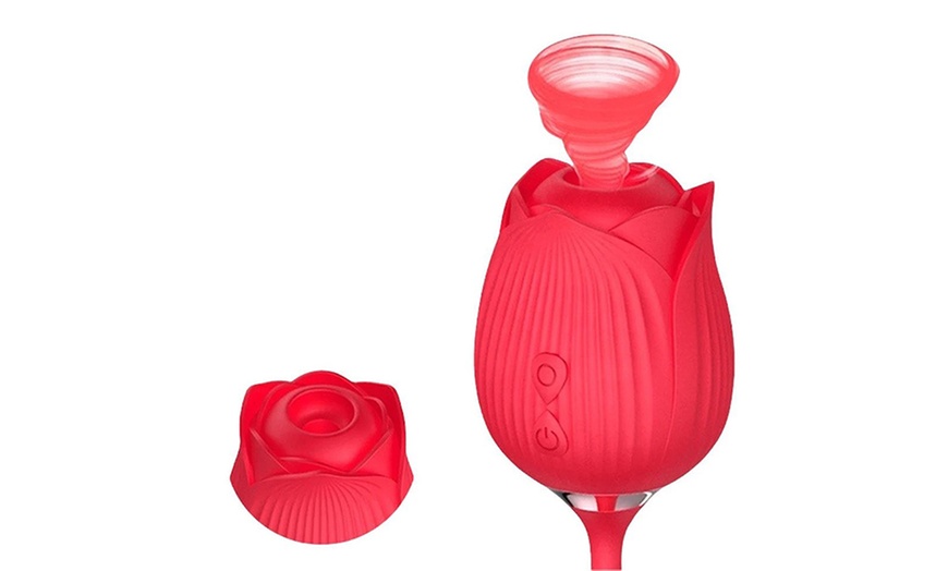 Image 9: 2 in 1 Rose Sucking Vibrator