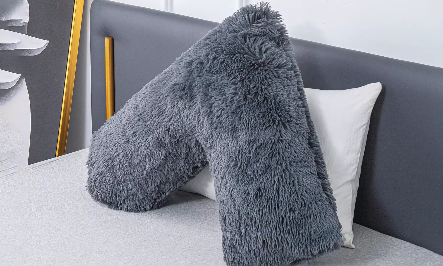 Soft and Fluffy V-Shape Fleece Pillow in choice of colours