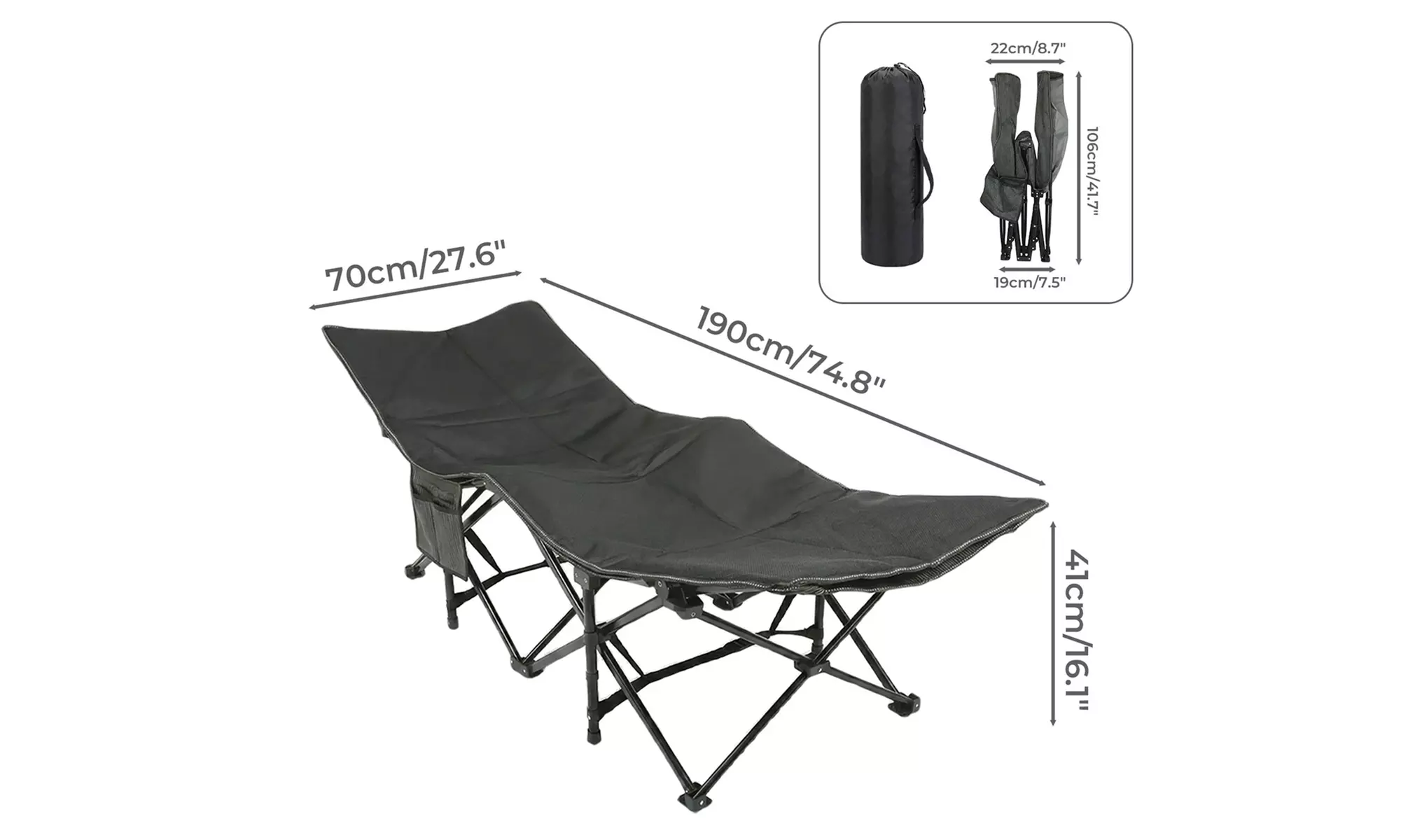Levede Heavy Duty Portable Folding Camping Bed With Carry Bag