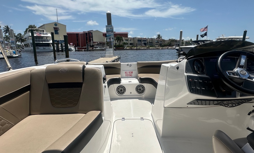 Image 6: 4 or 8 Hour Deck Boat Rental with Bimini Top in Naples 