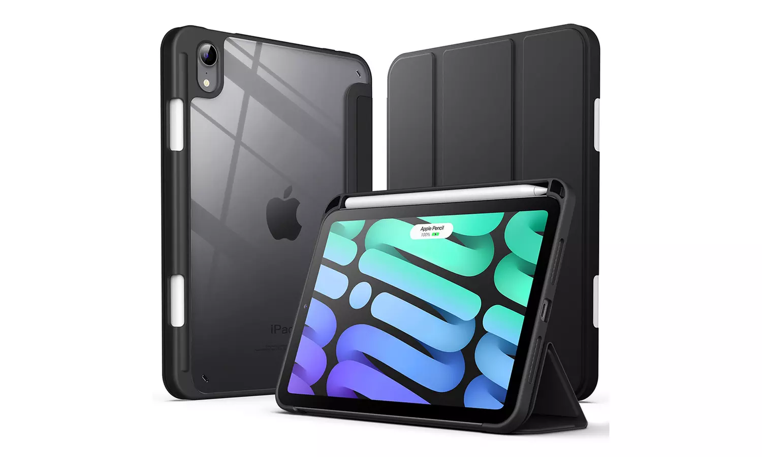Clear Back Case for iPad mini 6 with Pencil Holder, Slim Stand Shockproof Cover