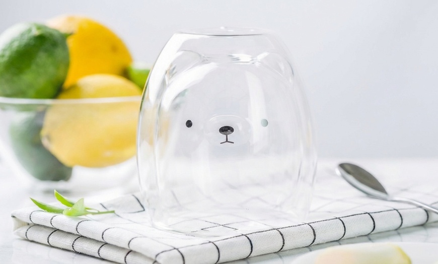 Image 5: Bear Face Double-Wall Insulated Glass Mug