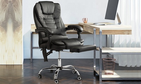 Poltrona massaggiante da ufficio Bakaji ​con poggiapiedi estraibil