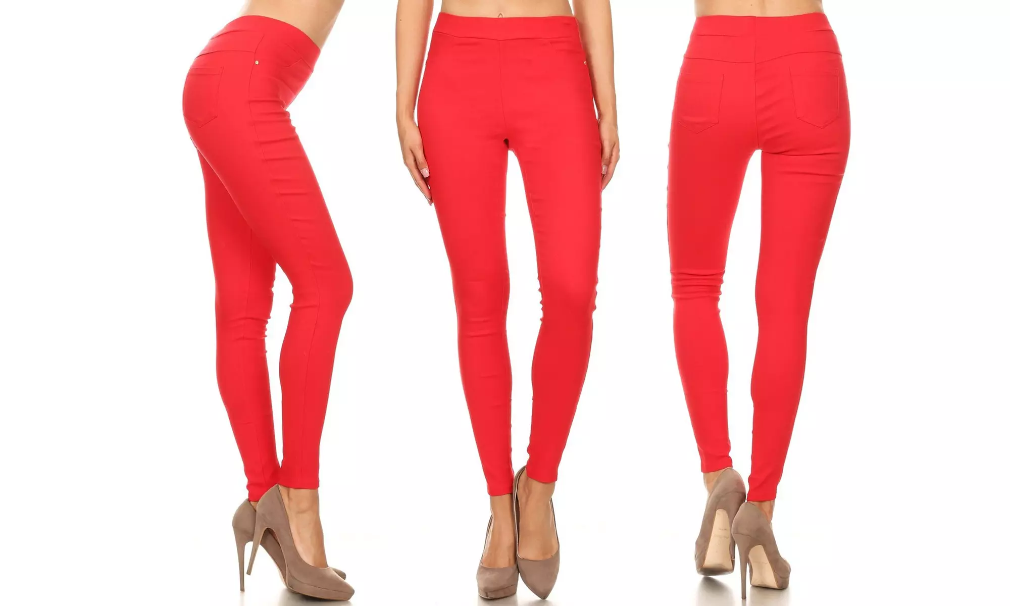 JVINI Women's High Waist Jegging Pull-On Stretch Pant With Plus Sizes