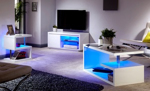 High-Gloss Living Room Furniture with LED Lighting