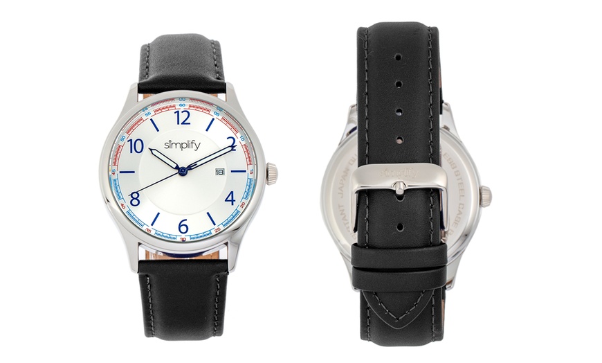 Image 2: Simplify Genuine Leather Watch with Date