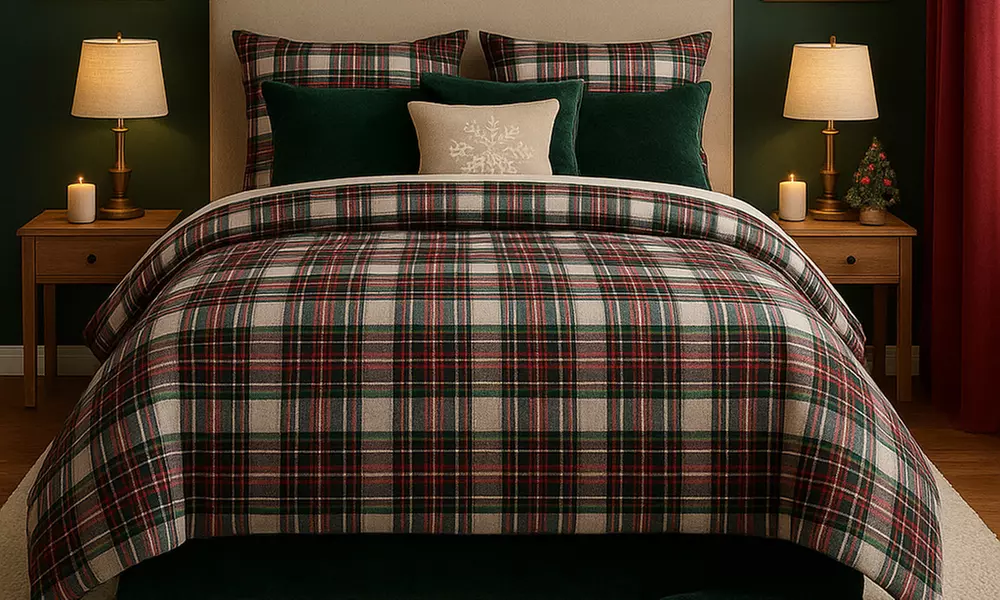 Parure copripiumino o completo lenzuola 100% cotone tartan scozzese