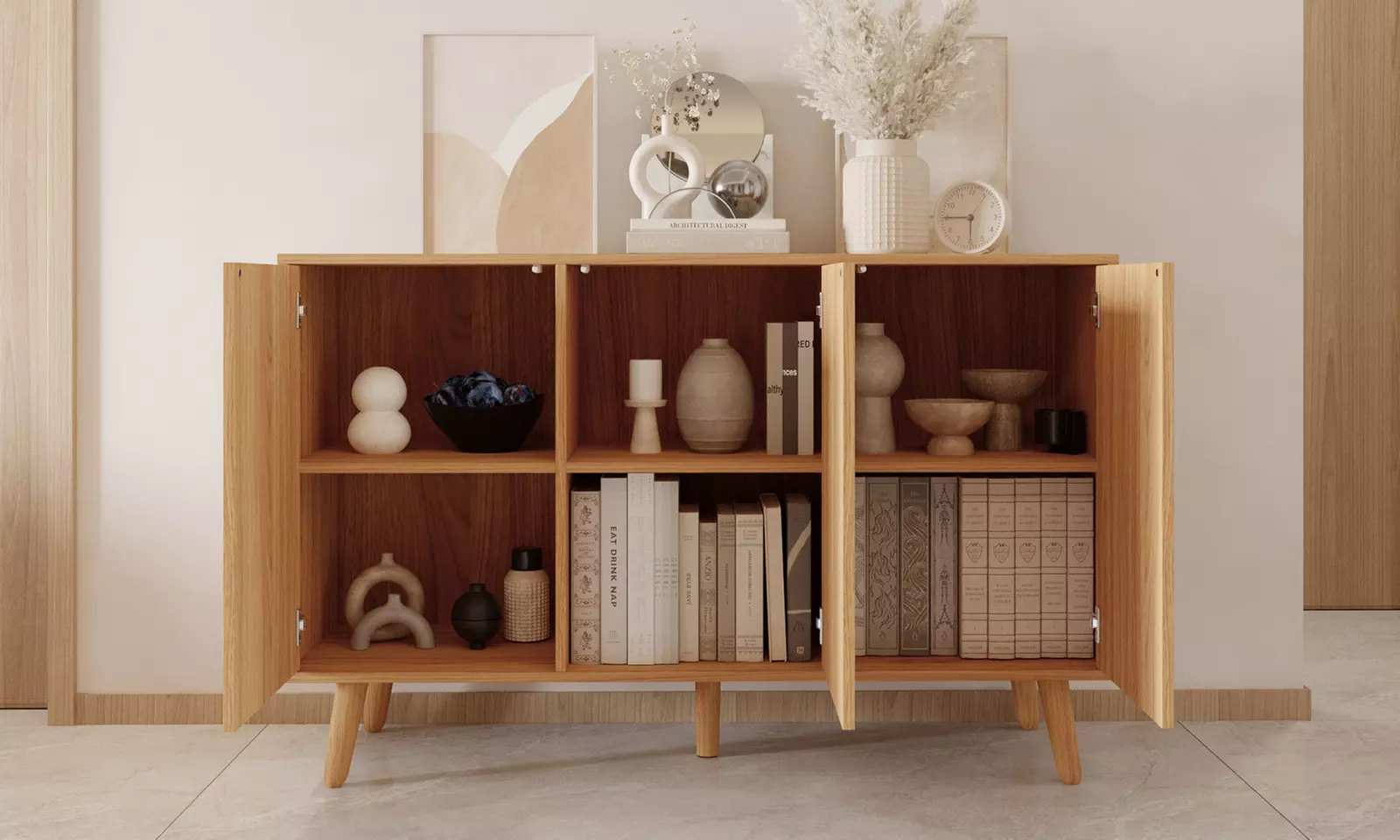 Sideboard Renzo mit geriffelten Türen 120 cm