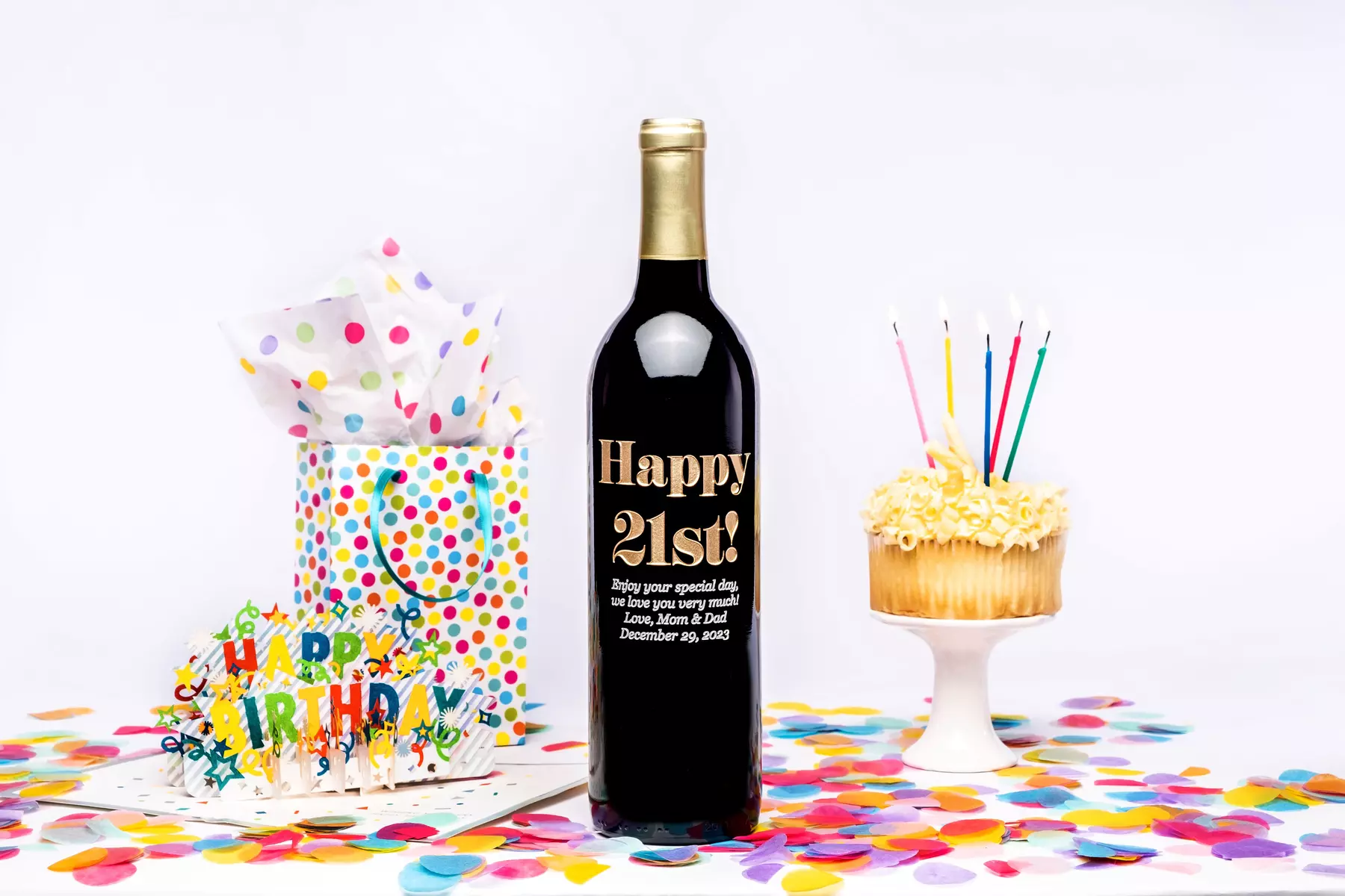 Personalized Birthday Gift - Custom Etched Wine Bottle