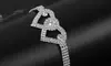 Rhinestone Double Heart Ankle Bracelets Crystal Tennis Anklet Bracelet Jewelry
