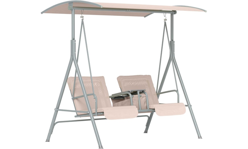 Image 5: Outsunny Two-Seater Garden Swing Chair in Beige or Black