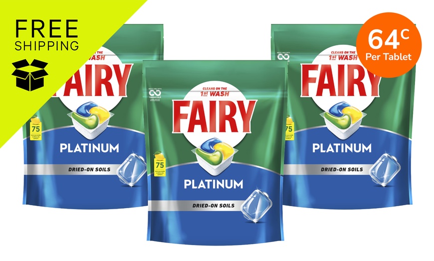 Image 1: 75 Piece x3 Fairy Platinum Dishwasher Capsules