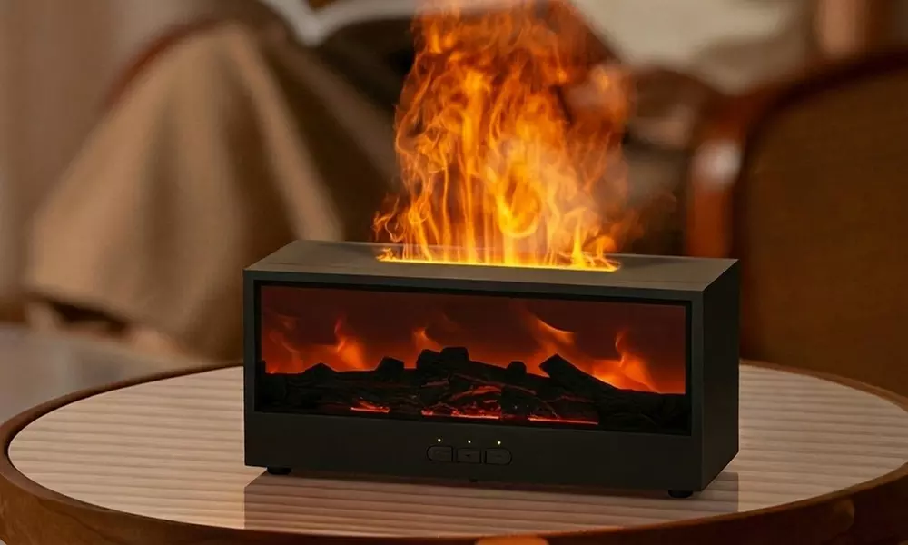 7-Colour Flame Effect Fireplace Humidifier with LED Lights