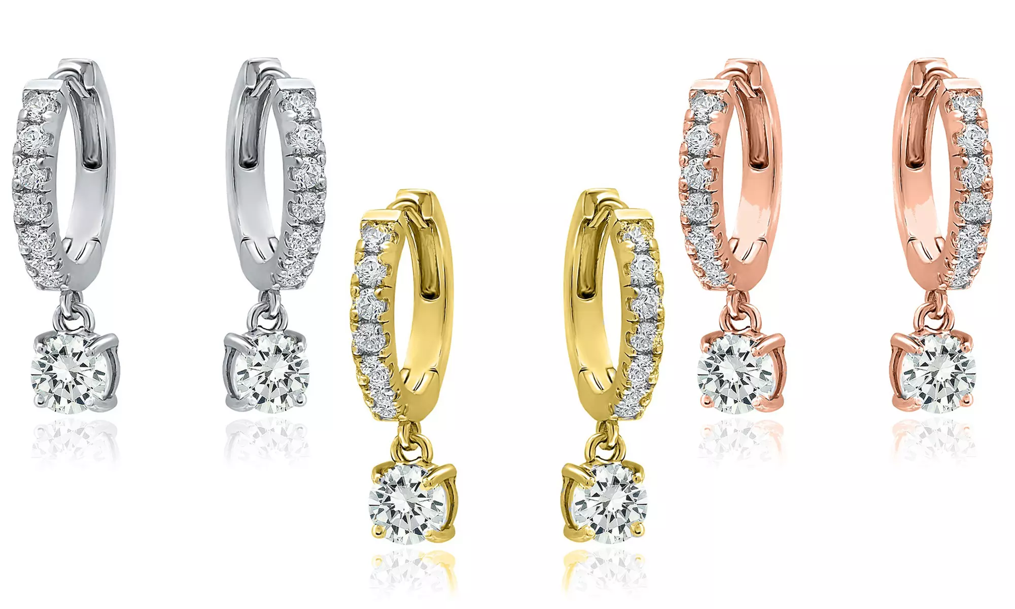 Crystal Huggie Hoop Drop Earrings Made With Crystals From Swarovski