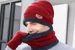 Men's Winter Warm Knit Beanie Hat Scarf Set with Warm Gloves - Second Medium