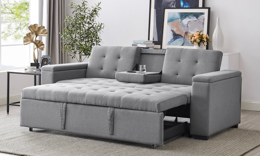 Image 20: Canapé convertible "Tilia" 3 places en tissu Kocoon