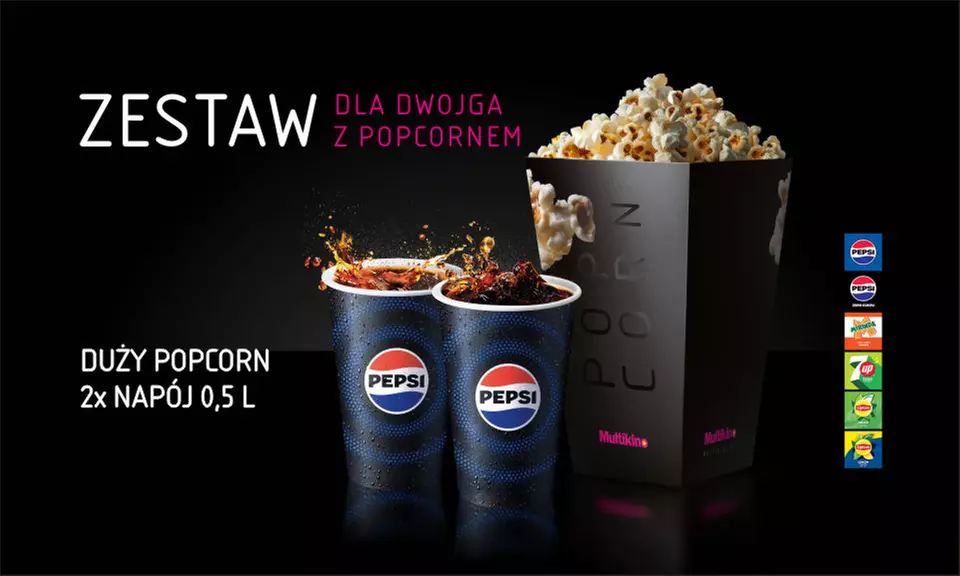 Zestawy barowe: napój z popcornem lub nachosami dla 1 lub 2 osób